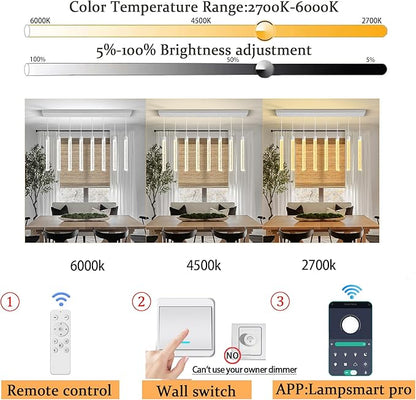Modern LED Dimmable Crystal Column Chandelier Living Room Rectangular Crystal Chandelier Pendant Light for Dining Room Adjustable Height 8-Light Silver