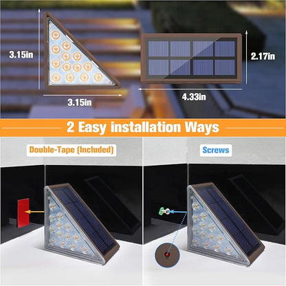 VOLISUN Solar Step Lights Outdoor Waterproof, LED Outdoor Stair Lights, Solar Step Light for Outside, Deck Light Decor for Stair,Front Porch and Patio(Brown,24 Pack)