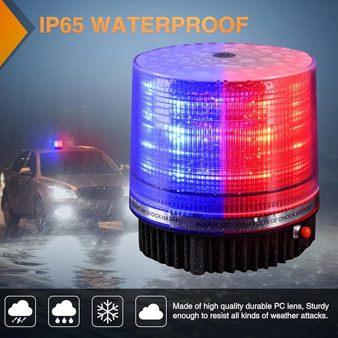 Nilight 18LED Strobe Lights Red Blue Wireless Rotating Emergency Safety Flashing Beacon Light with Magnetic Base Mount and Two Types of Plugs for Vehicle UTV Truck Forklift Tractor Snow Plow