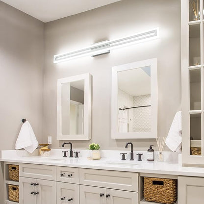 SOLFART Bathroom Vanity Light Fixtures 48 Inch Led Brushed Nickel Bathroom Light Fixtures 6000K