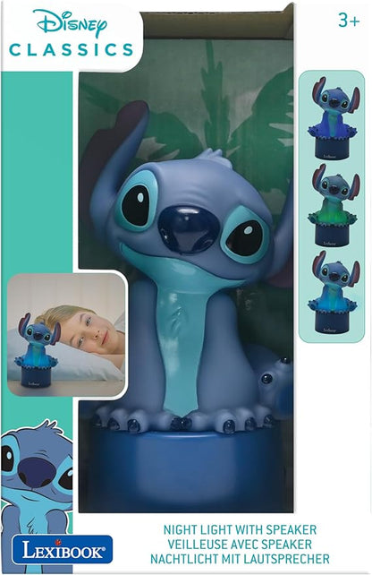 LEXiBOOK, Disney Stitch, Nightlight with Speaker, Color Change, Soft Light, Battery Operated, Blue, NS01D