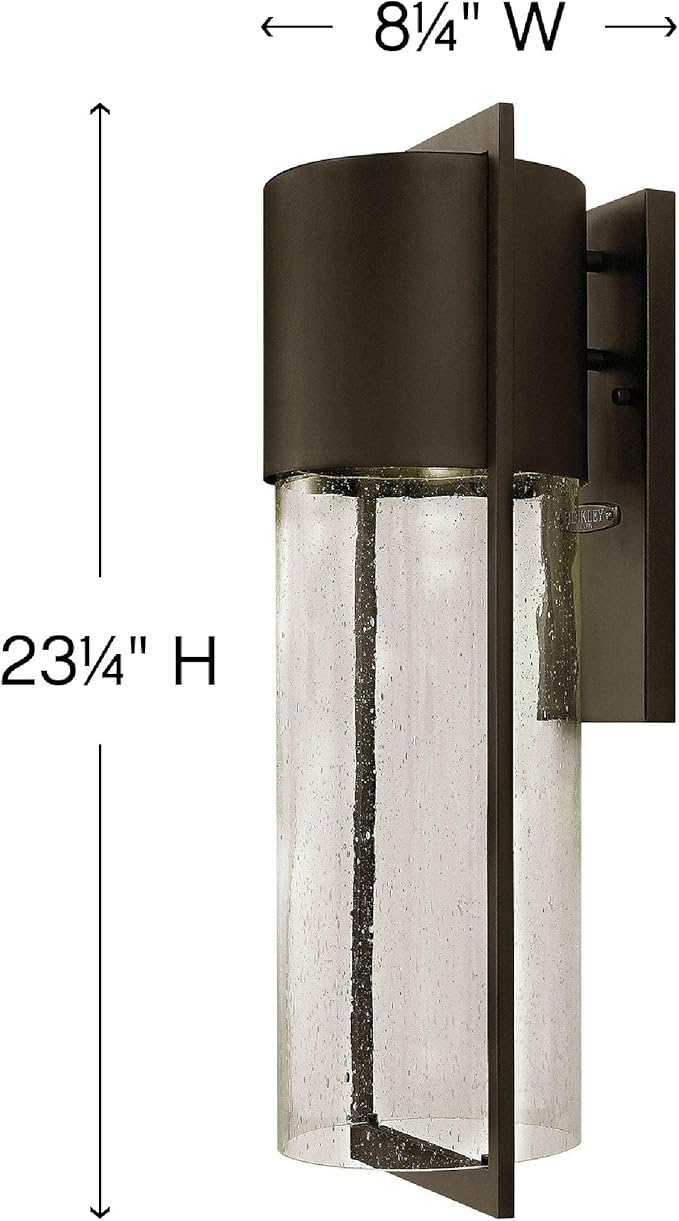 Hinkley Shelter 1325KZ Large Outdoor Wall Mount Lantern, Minimalist Style, Dark Sky-Compliant, Solid Aluminum/Clear Seedy Glass, Buckeye Bronze