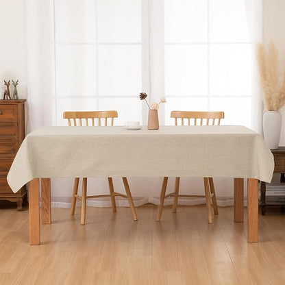 Hiasan 2 Pack Faux Linen Rectangle Tablecloth - Wrinkle and Stain Resistant Washable Table Cloth for Kitchen Dining Room Holiday Table Cover for Party Dinner, Beige, 60 x 102 Inch