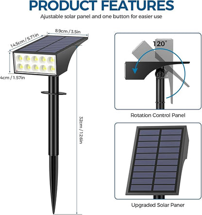 WENATY Solar Spot Lights Outdoor, Solar Lights Outdoor Waterproof IP65, 4 Brightness Modes Dusk to Dawn Landscape Spotlights for Yard Garden Pathway Porch Tree House Decoration, Cool White, 6 Pack