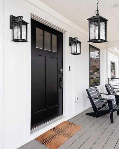 VIANIS Outdoor Pendant Light Fixtures, Black Outdoor Ceiling Lights for Porch with Waterproof, Anti-Rust Porch Lights Exterior Ceiling Fixtures for House
