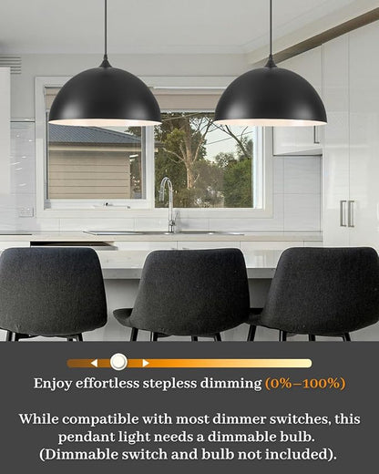 Large Dome Pendant Lights Kitchen Island, 16 Inch Black and White Dome Pendant Light, Black Farmhouse Pendant Light, Large Black Pendant Lights for Kitchen Island 1 Pack