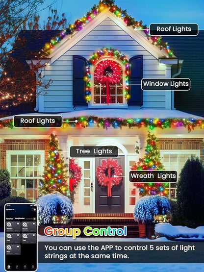 240LED Smart 4th of July String Lights App Controlled, 95FT Waterproof Red White and Blue Lights, Patriotic RGB Color Changing Twinkle Light with Remote & Timer Indoor Outdoor for Memorial Day Decor