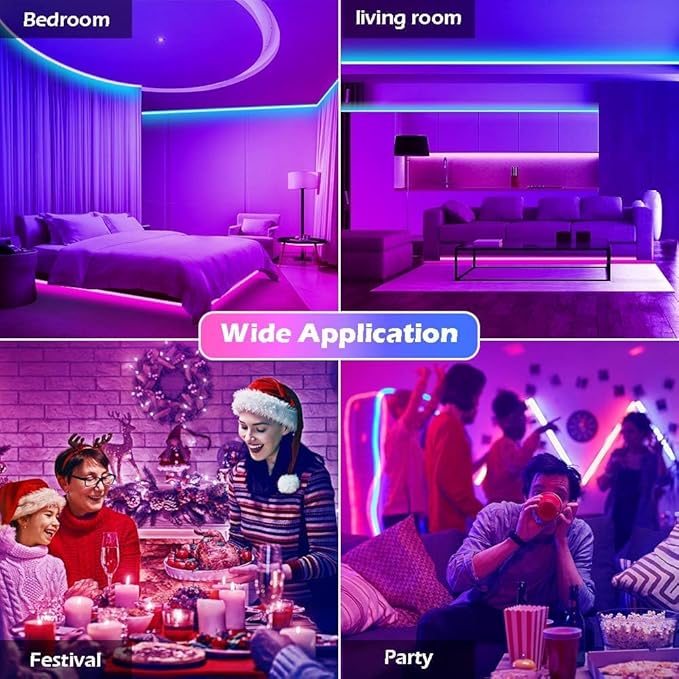 65.5FT Led Strip Lights,Long Smart Led Light Strips Music Sync 5050 RGB Color Changing Rope Lights,Bluetooth APP/IR Remote/Switch Box Control Led Lights for Bedroom,Home Decoration,Party,Festival