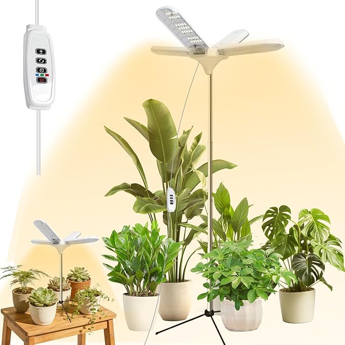 Grow Lights for Indoor Plants, 240 LEDs Full Spectrum, 15-67 Inches Height Adjustable, 3/9/12H Auto Timer ＆ 4 Dimmable Brightness for Large and Small Plants