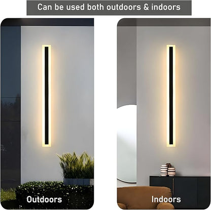 47.2inch-2Pack Long Outdoor Modern LED Wall Light,38W Waterproof IP65 Warm White 110V led Wall Mount Lighting Fixture Rectangular Black Wall Lights Elegant Frosted White Acrylic Anti Rust
