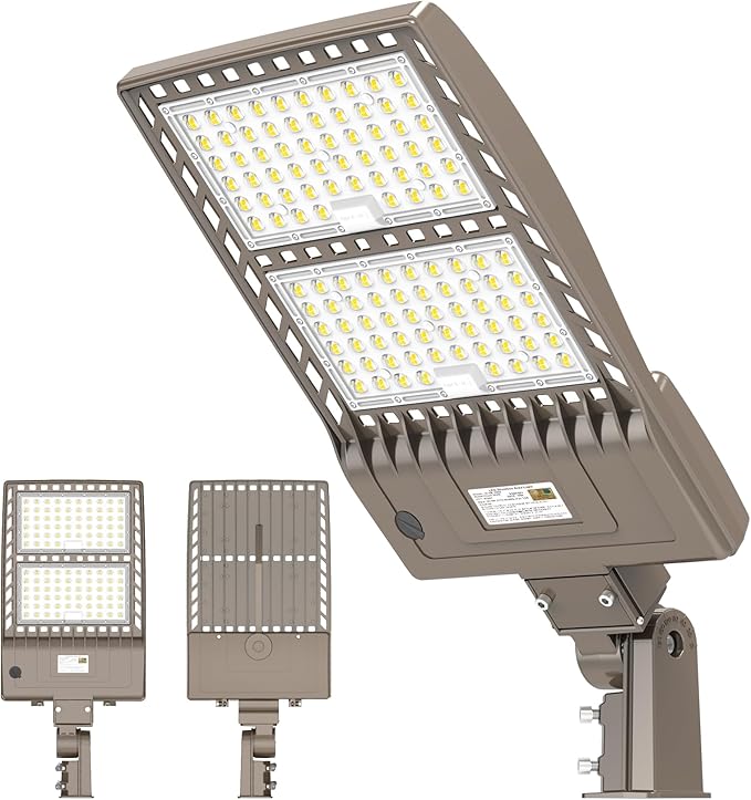 400W LED Parking Lot Light with Photocell 60000LM ETL Listed LED Shoebox Pole Lights 5000K IP65 Waterproof 277-480VAC Input Outdoor Commercial Area Lighting with Slip Fitter