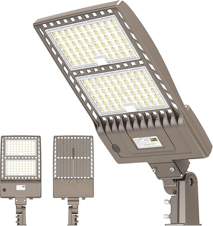 400W LED Parking Lot Light with Photocell 60000LM ETL Listed LED Shoebox Pole Lights 5000K IP65 Waterproof 277-480VAC Input Outdoor Commercial Area Lighting with Slip Fitter