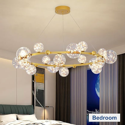 Depuley Sputnik Chandelier Light Fixture: 47.24" Modern Gold Bubble Glass Chandeliers for Dining Room - 18-Light Mid Century Globe Pendant Lighting for Kitchen Island Bedroom Foyer Living Room