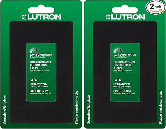 Lutron Claro Light Switch Cover Plate, 1 Gang Wallplate, for Decorator Light Switches, Rocker Light Switch Cover, Outlet Cover, Screwless Switch Plate Cover, Gloss, CW-1-BL, Black (Pack of 2)
