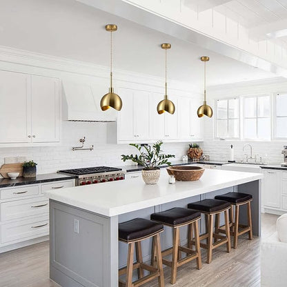 KCO Lighting Modern Gold Pendant Light Fixture Mini Brushed Brass Farmhouse Pendant Lighting Kitchen Island Hallway Foyer Mid Century Vintage Industrial Hanging Ceiling Lamp