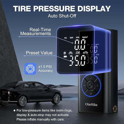OlarHike Tire Inflator Portable Air Compressor,Electric Pump with LED Light & Digital Pressure Gauge