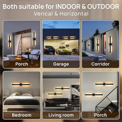 Upgraded 40.1in Black Long Modern LED Outdoor Wall Lights 3000K 4000K 5000K Dimmable Exterior Wall Sconce Outside Light fixtures for House Garage Front Door