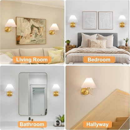 ADISUN Modern Wall Sconce Set of Two, Battery Operated Wall Sconce Remote Control Dimmable Wall Lamp Wireless Sconces for Living Room Bathroom Dining Room Corridor Staircase