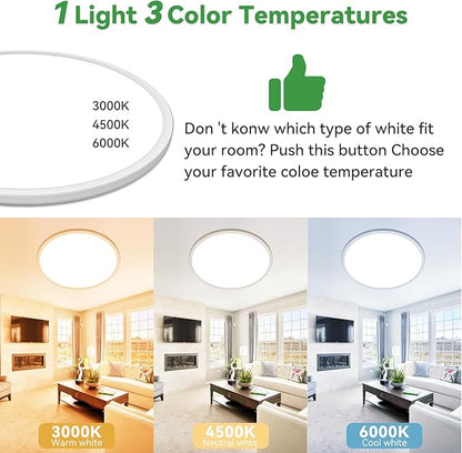 hepside 15.8INCH 4Pack Big Dimmable Flush Mount Ceiling Light Fixture White, 3CCT 3000/4500/6000K Ceiling Lamp, 36W 4200LM Super Bright Low Profile Light for Bedroom, Kitchen, Bathroom, Hallway