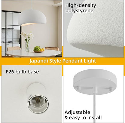 Wabi Sabi Pendant Light Oval, 19.7in Japanese Ceiling Fixture for Dining Room Kitchen Island Hallway Bedroom Restaurant, Adjustable Modern Japandi Hanging Lamp, E26 Base (50cm/19.7in)
