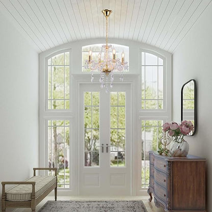 YYSHCHEN Gold Crystal Chandelier,Modern Mini Chandelier,Small Chandelier for Dining Room, Girls Bedroom,Living Room,.