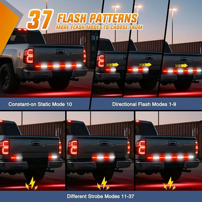 Nilight 49 Inch Emergency Strobe Light Strips with Controller, 288LED Flashing Warning Hazard Safety Rear Window Tailgate Lights for Truck Trailer Construction Plow Pickup Tow SUV Vehicles, Red White