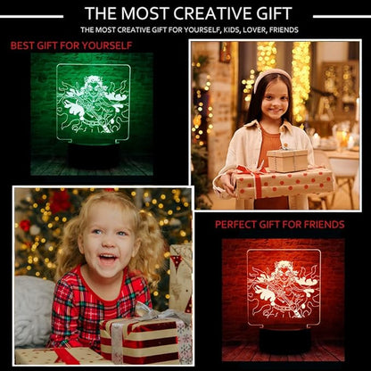 Cute Demon Slayer Kyoujurou Rengoku Anime Character 3D Optical Illusion LED Bedroom Decor Sleep Table Lamp with Remote 7 Colors Visual Night Light Birthday Christmas Gifts for Kids