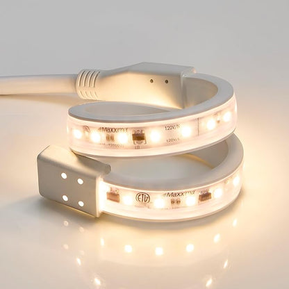 Maxxima 12 in. Hardwired LED Under Cabinet Strip Light, 460 Lumens, 3000K Warm White, Kitchen and Living Room 120V White Cove Lighting, No Power Supply Needed