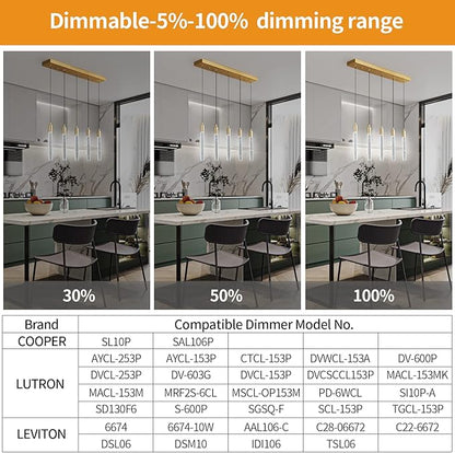 Kitchen Island Lighting Modern Light Fixture Gold Pendant Light Dimmable LED Brass Finish Mini Crystal Pendant Lights for Dining Room Living Room（5-Light）