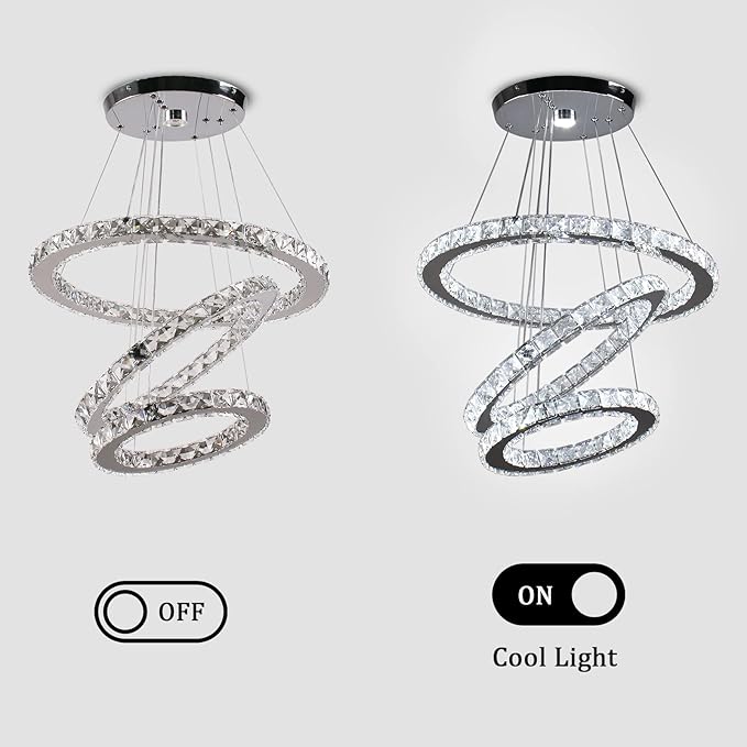 Modern Crystal Chandeliers LED Chandelier Pendant Lights Chandelier Rings Pendant Light (Cool White 30/40/50)