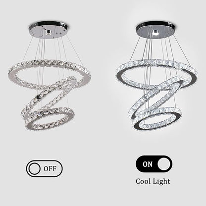 Modern Crystal Chandeliers LED Chandelier Pendant Lights Chandelier Rings Pendant Light (Cool White 30/40/50)