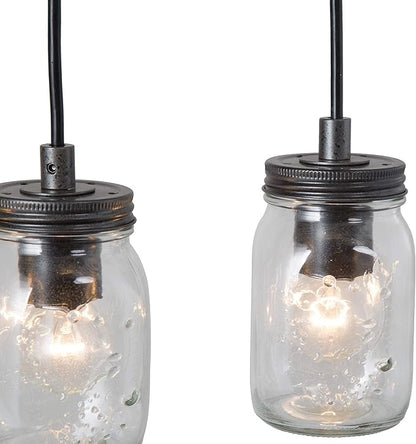 Mason Jar Chandelier, 5-Light Farmhouse Chandelier for Dining Room, 25.5" Rustic Island Lighting with Clear Glass Globes