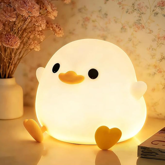 YR YRHH-PET Duck Cute Lamp, Squishy Dodo Duck Kids Night Light, Dimmable Bedside Light, Baby Nursery Touch Animal Silicone Nightlight, Boy Girl College White Elephant Gift, Desk Decor Bean Ducky Stuff