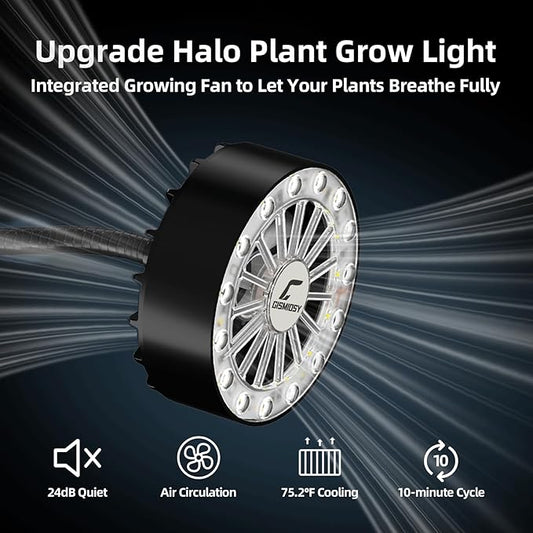 Suction Cup Grow Light for Indoor Plants, Full Spectrum LED Plant Light with Fan, Window Mount Growing Lamp for Seedlings & Succulents, CRI 90+, 2/4/8/12H Timer, 90° Lens, 2 Packs