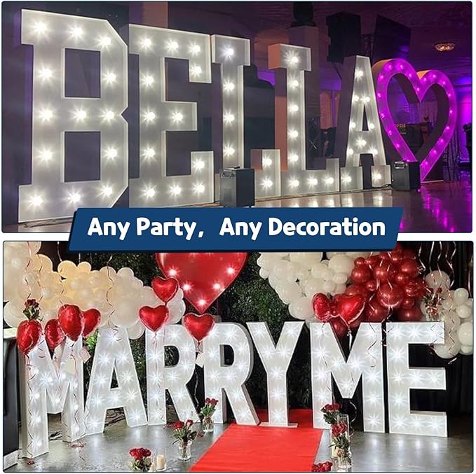 Marquee Letters 3 Feet Tall Large Light Up Letters Decorations Wedding Engagement Proposal White Party Decorations Marry Me Sign Big Cardboard Backdrop Y