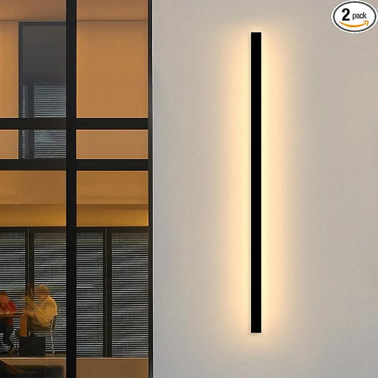 Modern Exterior Lights for House - 2pack 39.4inch Long Strip Outdoor Porch & Patio Wall Light Fixture, Black Wall Mount Exterior Lighting Wall Sconce Outside Garage Lights for Courtyard, Corridor