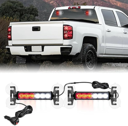 Nilight 12LED Emergency Strobe Traffic Advisor Light Bar 2 in 1 Red White Dash Warning Safety Flashing Lights Front/Rear Windshield Construction Lights for Trucks Cars Plow Police Firefighter Vehicles