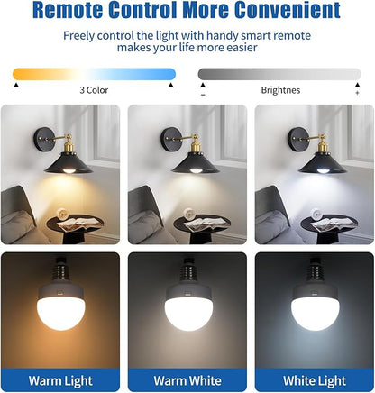 Bailoch Black & Gold Vintage Rechargeable Battery Operated Wall Sconces, Cordless Battery Powered Led Wall Lights Set of 2, Wall Lamp Fixture Indoor with Remote Control for Bedroom Farmhouse Gallery