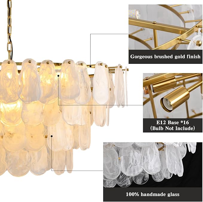 Modern Large Crystal Glass Chandelier, 39.76" Gold Luxury Hanging Pendant Light Fixture,16-Light Round Cloud Ceiling Chandeliers Lighting for Dining Room Living Room Bedroom Foyer Stairway, E12