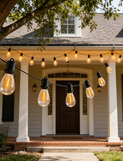 100 FT LED Outdoor String Lights - 50+2 Shatterproof Vintage Edison Bulbs | Commercial Grade Waterproof | Outside Hanging Patio Lights for Wedding, Party, Pool & Yard (Connectable, 2700K)