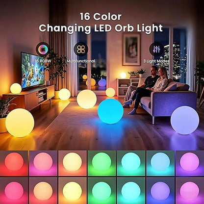 LOFTEK 12-inch LED Dimmable Light Ball: Waterproof Floating Pool Lights with Remote, 16 Colors Sphere Night Light, Cordless & Fast Chargeable, Sensory Lamp for Home, Party, Pool Decor