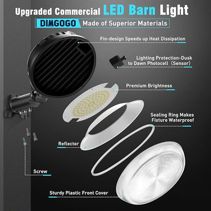 150W LED Barn Light, 20000LM Dusk to Dawn Outdoor Yard Light with Photocell, IP66 Waterproof, 1200W MH/HPS Equivalent, Aluminum Housing Outside Security Flood Lighting for Garage Farmhouse