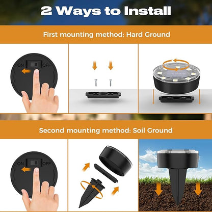 vighep Mini Solar Ground Lights, 4 Pack Solar Lights Outdoor Waterproof, Upgraded LED Flat Landscape Lighting for Outside Pathway Garden Patio Yard Driveway, Warm White
