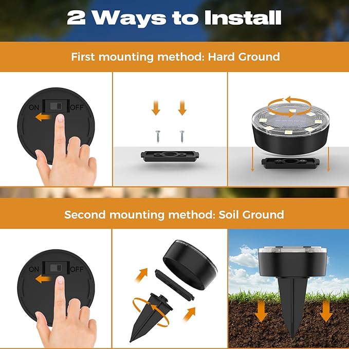 vighep Mini Solar Ground Lights, 12 Pack Solar Lights Outdoor Waterproof, Upgraded LED Flat Landscape Lighting for Outside Pathway Garden Patio Yard Driveway,Warm White