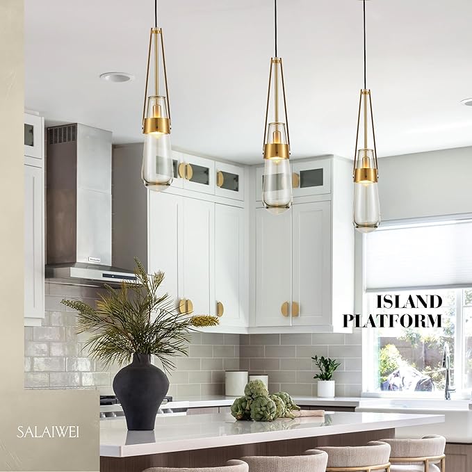 Raindrop Pendant Light Fixtures, Brass Glass Pendant Lighting, Teardrops Gold Hanging Light Clear Solid Glass Pendant Light Modern Chandeliers for Dining Room Porch Corridor Living Room