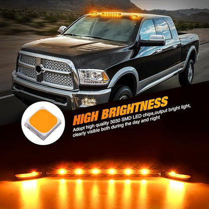 Nilight LED Cab Marker Lights 3 PCS Smoke Lens Amber Clearance Roof Running Light Compatible with 2007-2014 Silverado Sierra 1500 2500 3500 2500HD 3500HD