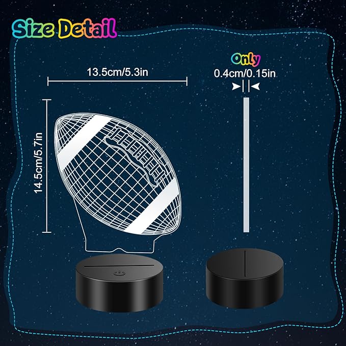 Linkax Football Gifts for Teens Boys Girls, Rugby 3D Illusion Night Light Room Decor, 6 7 8 9 10 11 12 13 Year Old Boy Gifts for Christmas Birthday Easter Sports Fan Presents
