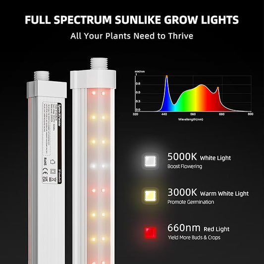 Spider Farmer 3FT LED Grow Lights for Indoor Plants,Light Strips for Shelves,Full Spectrum IP65 Waterproof Supplemental Light Bars for Grow Tent Indoor Greenhouse Plant Seedling Veg Flower,8-Pack