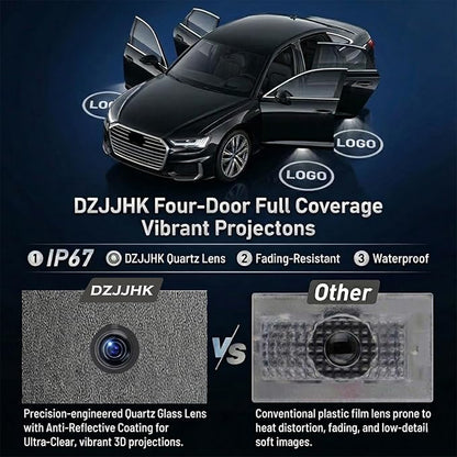2Pcs HD LED Car Door Lights Logo Projector,2026 Upgraded Accessories Compatible with A3/A4/A5/A6/A7/A8/Q3/Q5/Q7/R8/TT/RS/S3/S4/S5/S6,Ultra-Bright Ghost Shadow Puddle Lights,OEM Style Door Lights