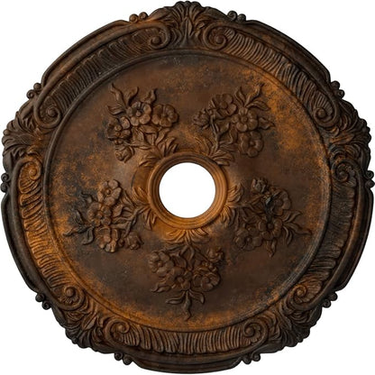 Ekena Millwork CM26ATRUS 26"OD X 3 3/4"ID X 1 1/2"P Attica With Rose Ceiling Medallion Fits Canopies Up To 4 1/2", Rust